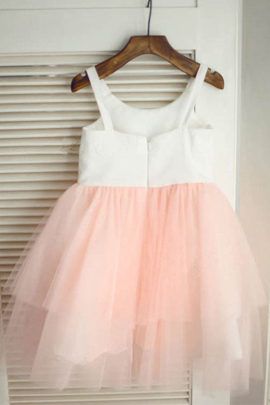 Trendy A-line/Princess Tulle Sleeveless Flower Girl Dresses with Handmade Flowers