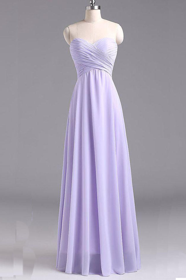 Sweetheart Sleeveless Chiffon Long Bridesmaid Dresses