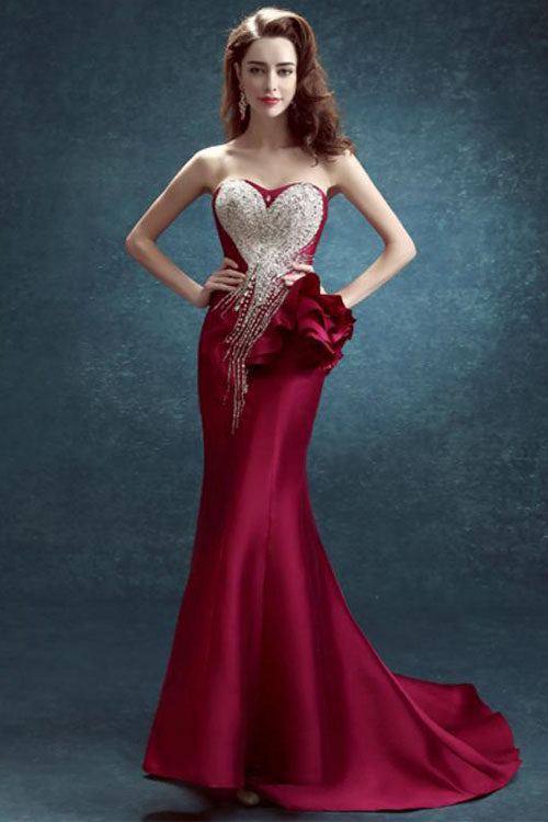 Fabulous Trumpet/Mermaid Elastic Woven Satin Long Prom Dresses