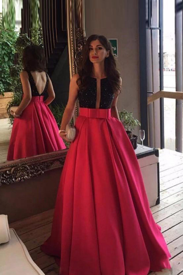 Adorable A-line/Princess Sleeveless Sequined Long Evening Dresses with Pockets