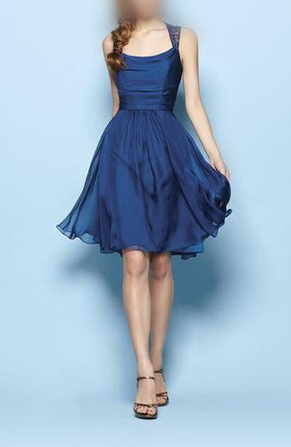 Great Chiffon A-line Sleeveless Above-knee Square Neckline Bridesmaid Dresses