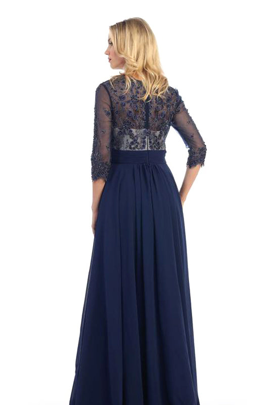 Long Mother Of The Bride Dress With Sleeves