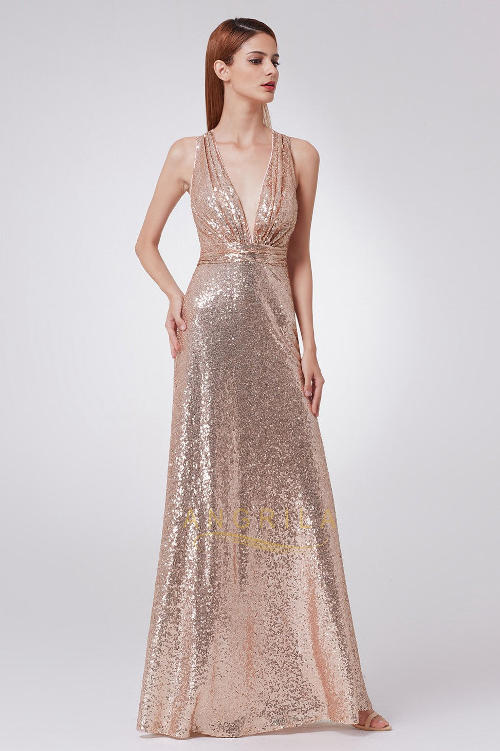 Sheath/Column Sequined V-neck Sexy Prom Dress With Sequins