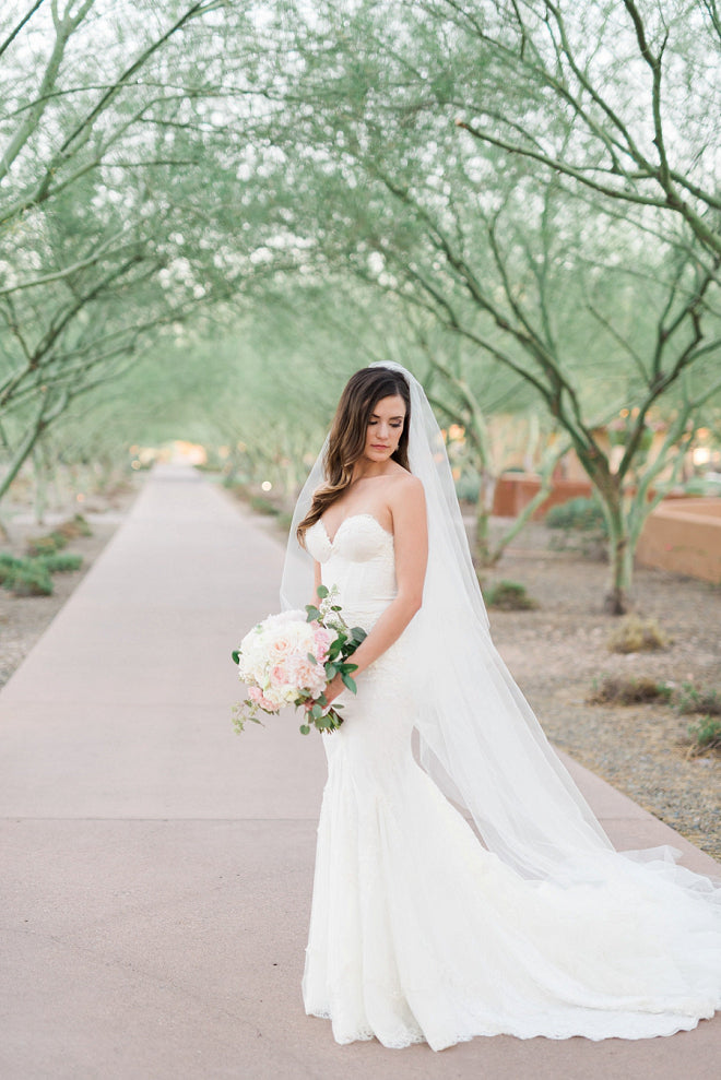 Trumpet/Mermaid Strapless Chapel Train Lace Wedding Dress