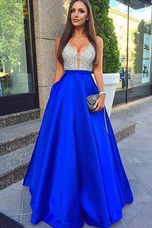 Beading Backless Prom Evening Dresses