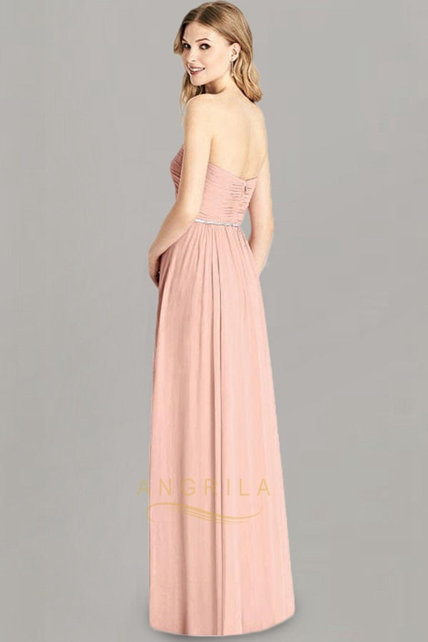 Sheath/Column Sweetheart Chiffon Bridesmaid Dress with Ruffle