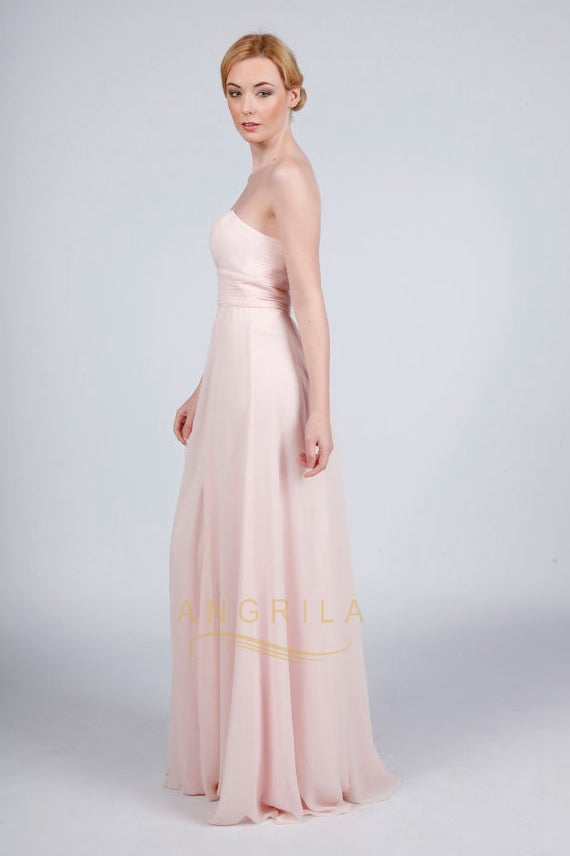 Strapless Chiffon Long Bridesmaid Dress with Ruffle