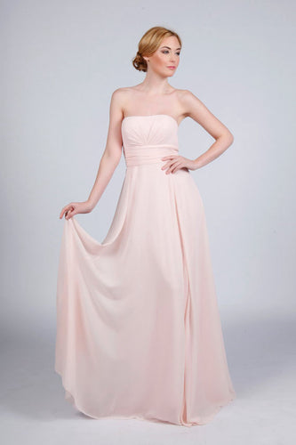 Strapless Chiffon Long Bridesmaid Dress with Ruffle