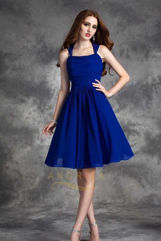 A-Line/Princess Halter Chiffon Short Bridesmaid Dress