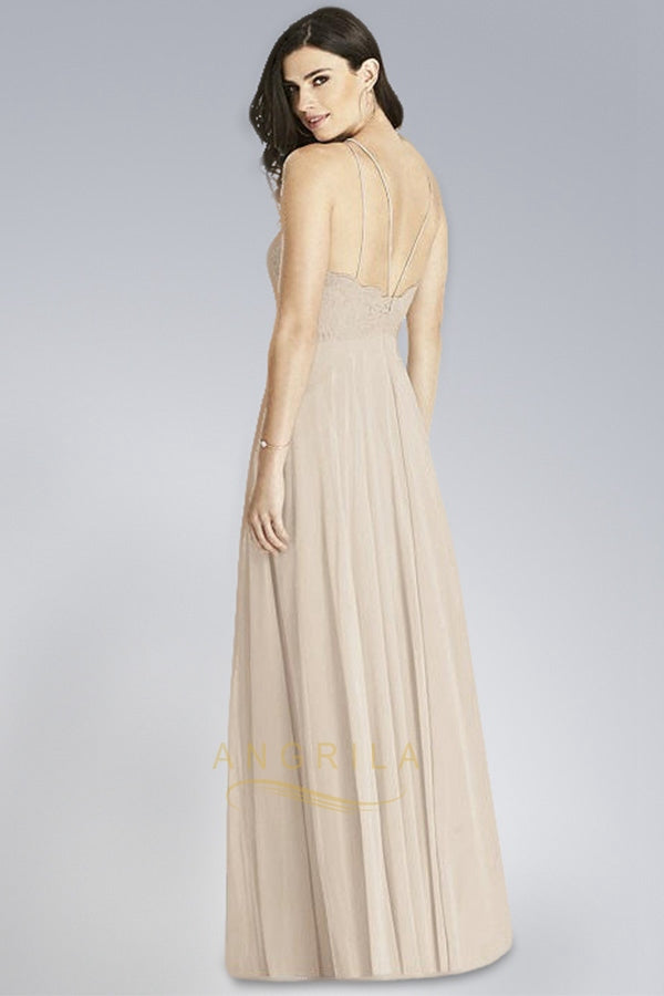 Halter Chiffon Lace Bridesmaid Dress