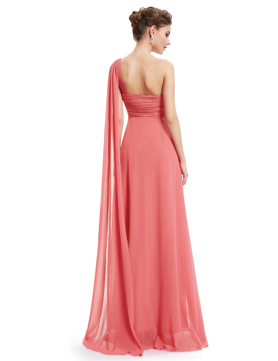 One-shoulder Sash Pleated Long Chiffon Bridesmaid Dress