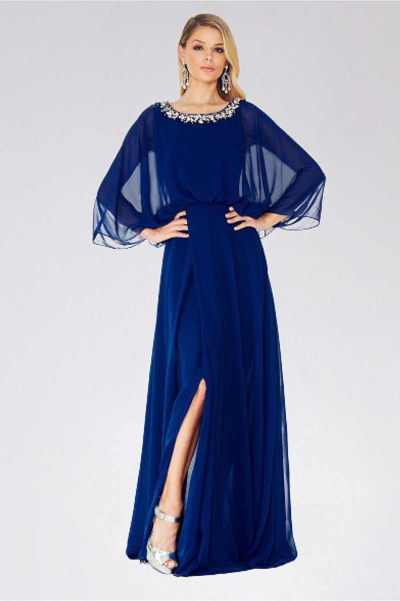 A-Line Scoop Neck Floor-Length Chiffon Bridesmaid Dress With Split Front