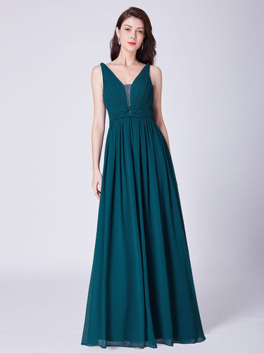 Green Chiffon A-Line/Princess Floor-Length Bridesmaids Dresses