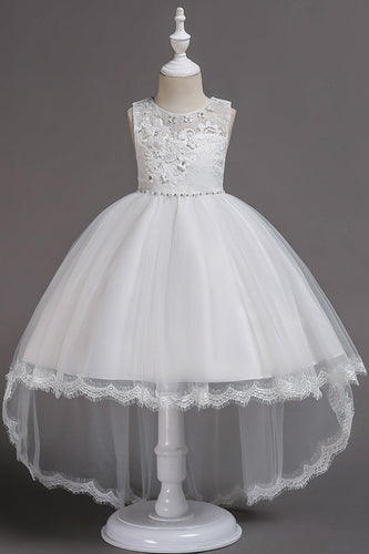 Asymmetrica Sleeveless Flower Girl Dresses Appliques Lace