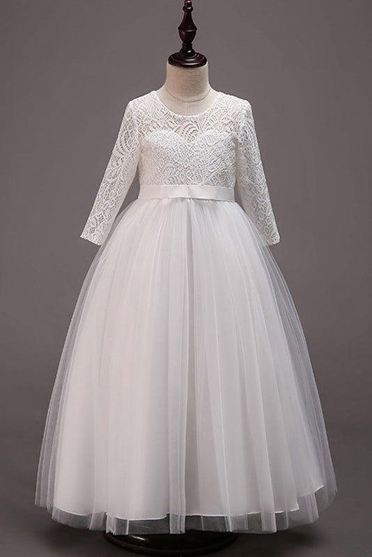 Long Sleeves Lace Flower Girl Dresses