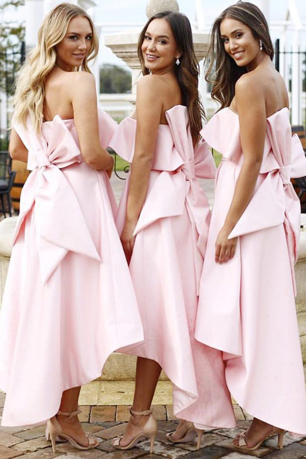 Sweetheart Short Satin Sleeveless  Bridesmaids Dresses Bow(s)