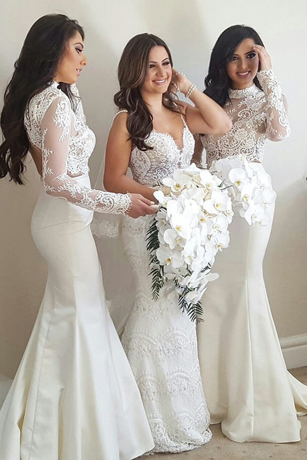 Trumpet/Mermaid Lace Long Sleeves Bridesmaids Dresses