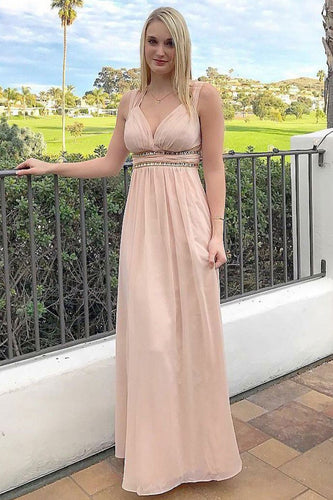 A-Line/Princess Sleeveless Chiffon Sash Long Bridesmaids Dresses