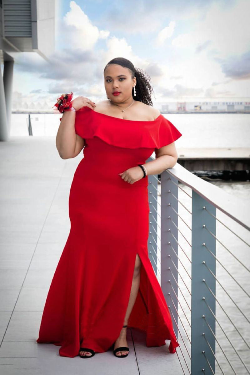 A-Line/Princess  Off-the-Shoulder Plus Size Dresses