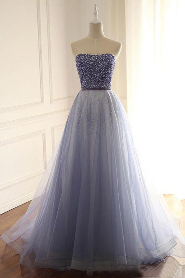 A-Line/Princess Tulle  Sweetheart  Floor-Length Prom Dresses