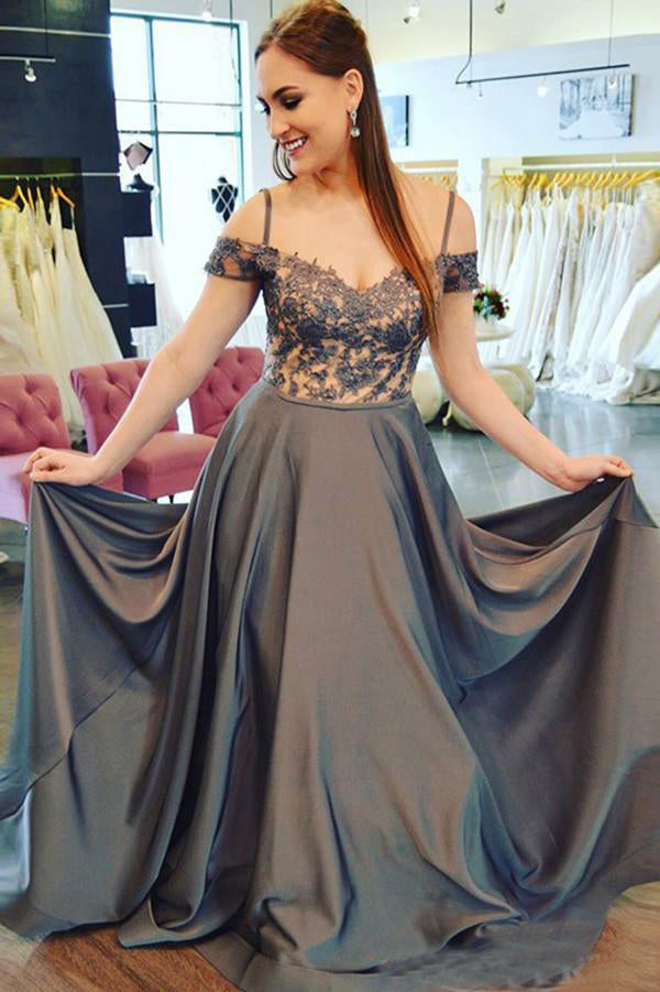 Lace  Off-the-Shoulder Chiffon Prom Dresses