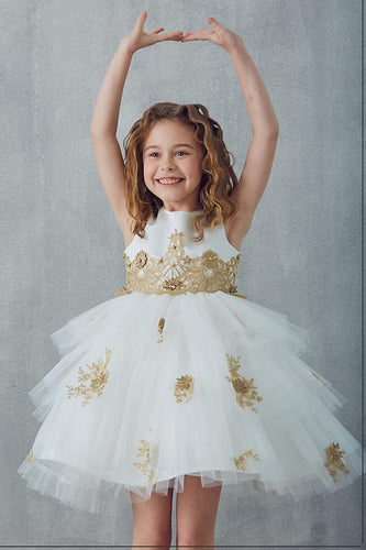 A-Line/Princess Tulle Scoop Neck Flower Girl Dresses