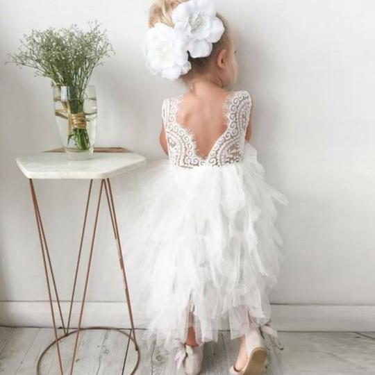 Short Tulle Appliques Lace Flower Girl Dresses