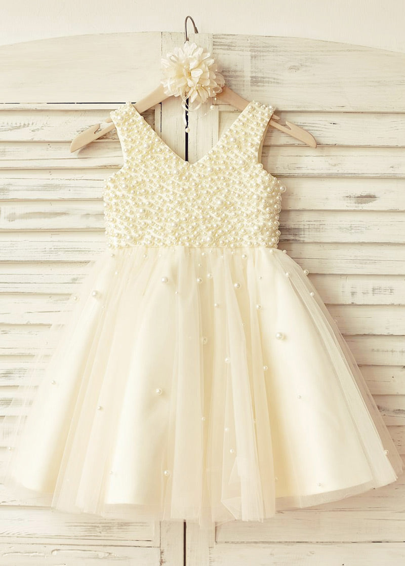 A-Line/Princess V-neck Beading Flower Girl Dresses – Angrila