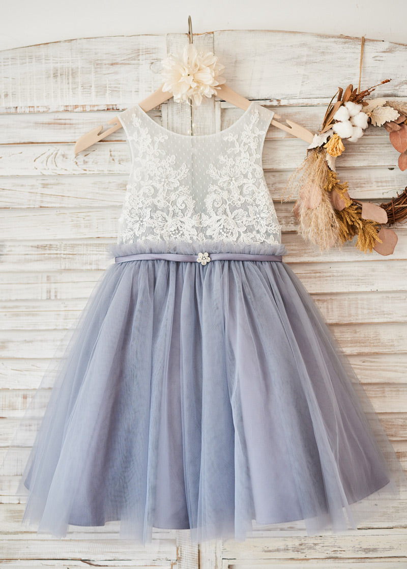 Tulle Short Appliques Lace Flower Girl Dresses