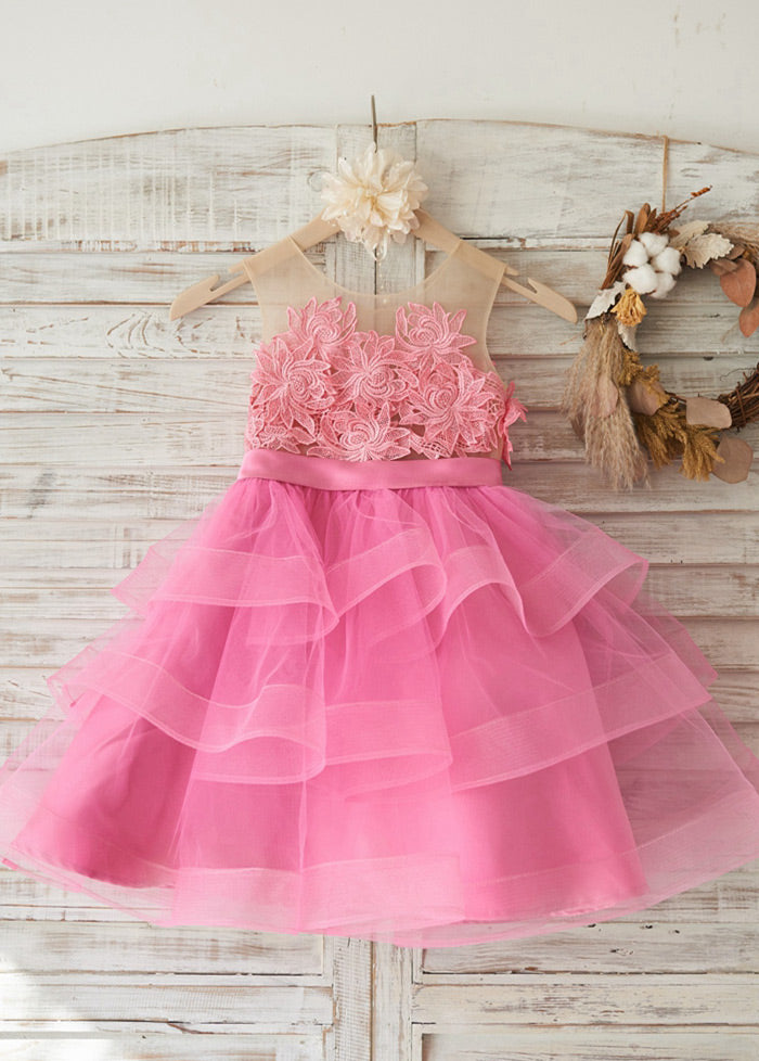 Short Tulle  Flower(s) Flower Girl Dresses