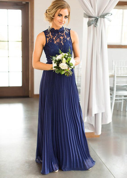 Lace Scoop Neck Sleeveless Bridesmaids Dresses