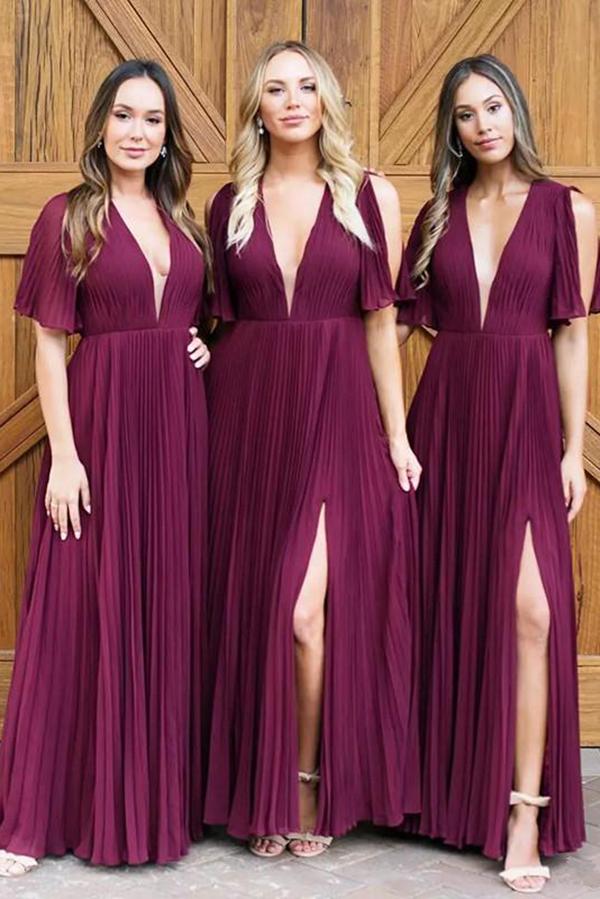 A-Line/Princess Chiffon V-neck Bridesmaids Dresses