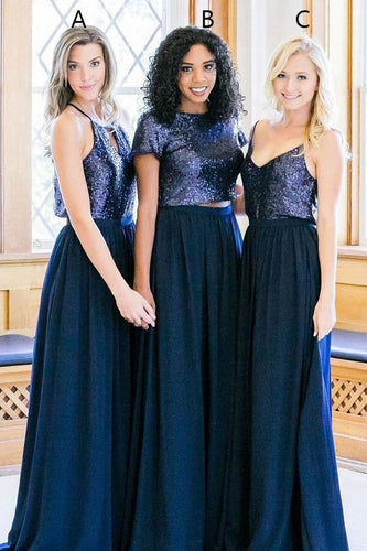 Chiffon Sleeveless Sequined Bridesmaids Dresses