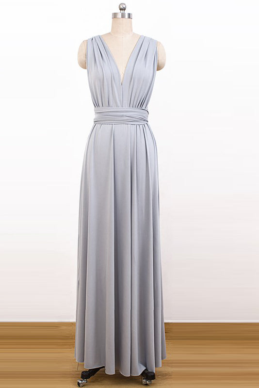 V-neck Chiffon Long Convertible Bridesmaids Dresses