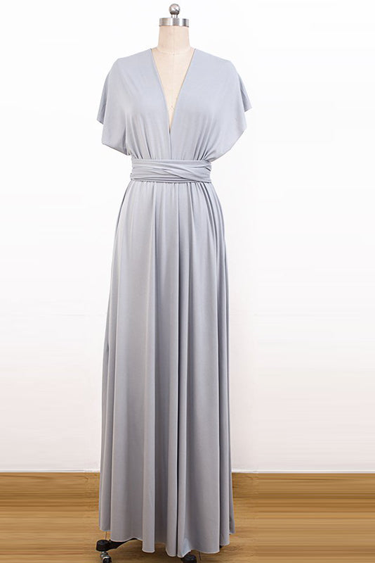 V-neck Chiffon Long Convertible Bridesmaids Dresses