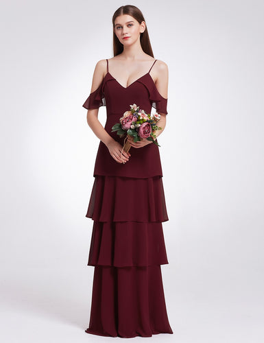 Spaghetti Straps Chiffon Long Bridesmaids Dresses 2019