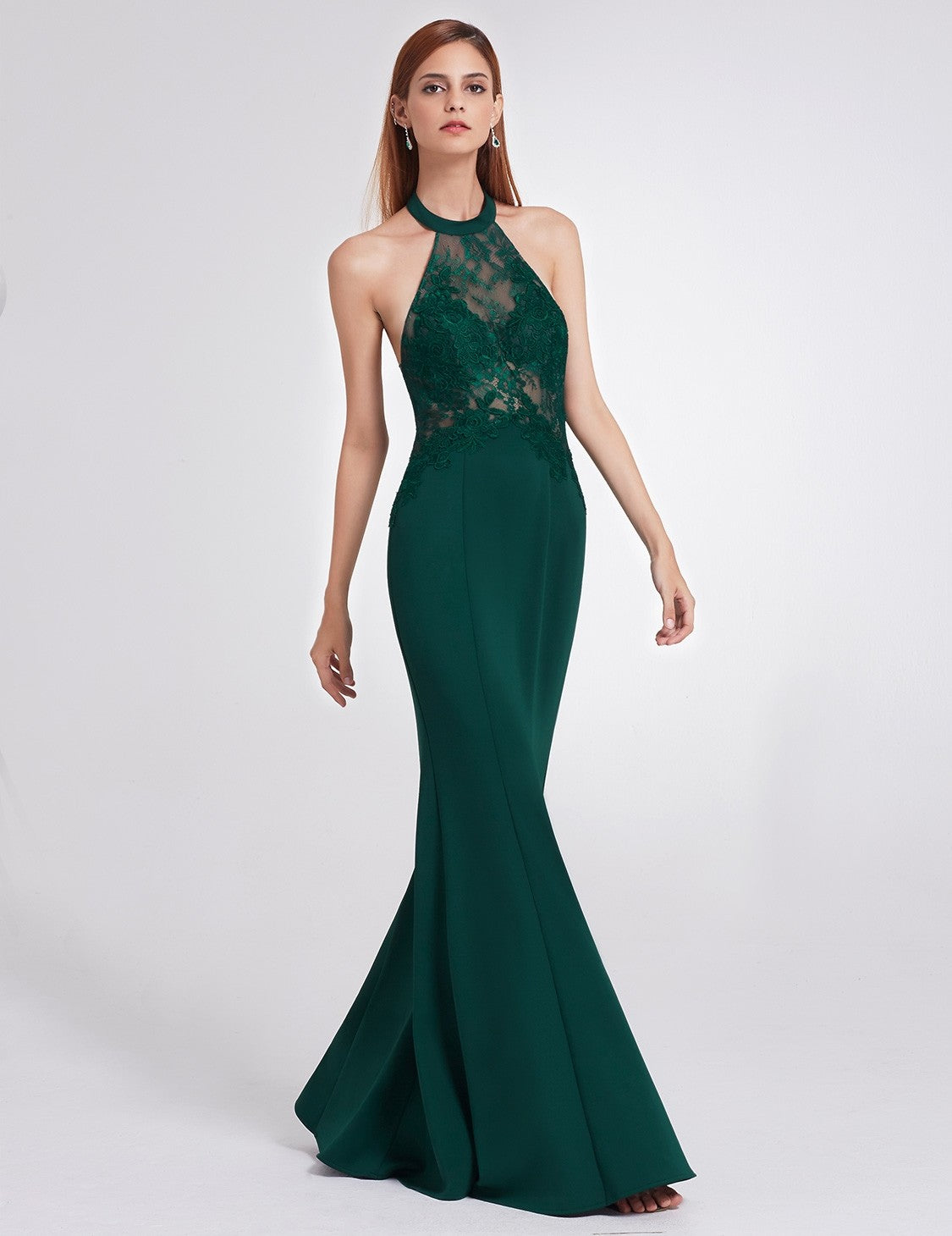 Halter Lace Sleeveless Trumpet/Mermaid Bridesmaids Dresses