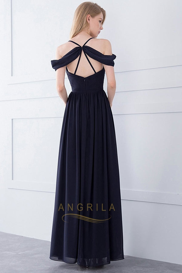 Off-the-Shoulder Long Chiffon Bridesmaid Dresses