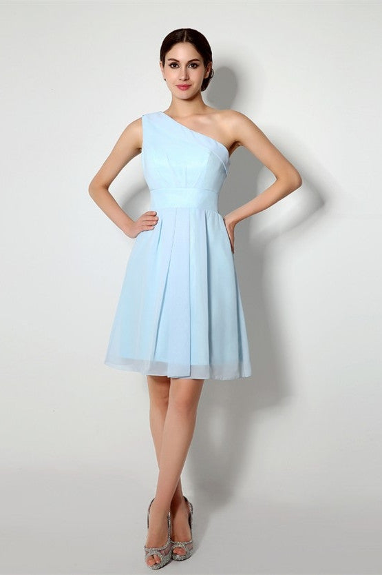 Charming Knee-length One Shoulder A-line Chiffon Bridesmaid Dresses