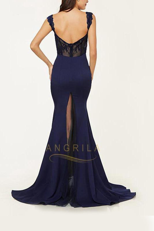 Lace Regular Straps Sweetheart Empire Mermaid Formal Dresses