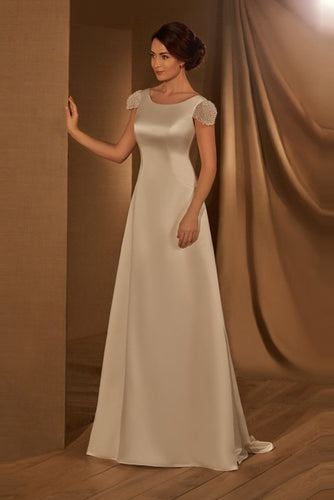 Elegant Satin Wedding Dresses with Cap Sleeves