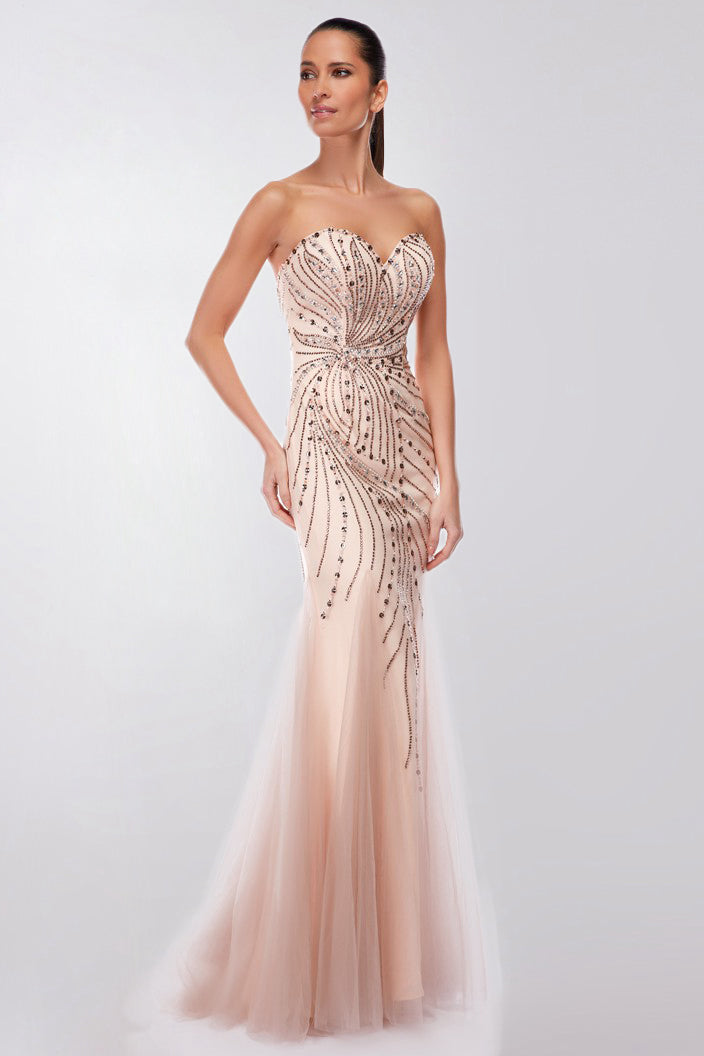 Trumpet/ Mermaid Sweetheart Strapless Beading Long Prom Dresses