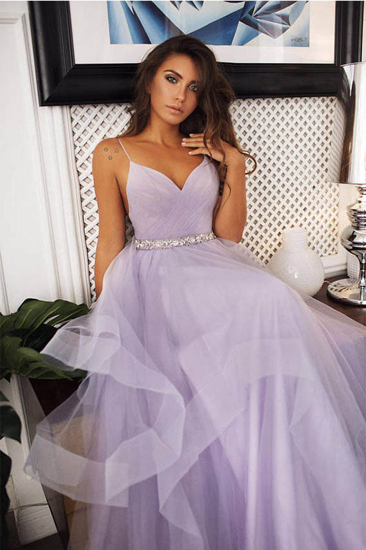 A-Line Spaghetti Straps Sleeveless Layers Tulle Wedding Dresses